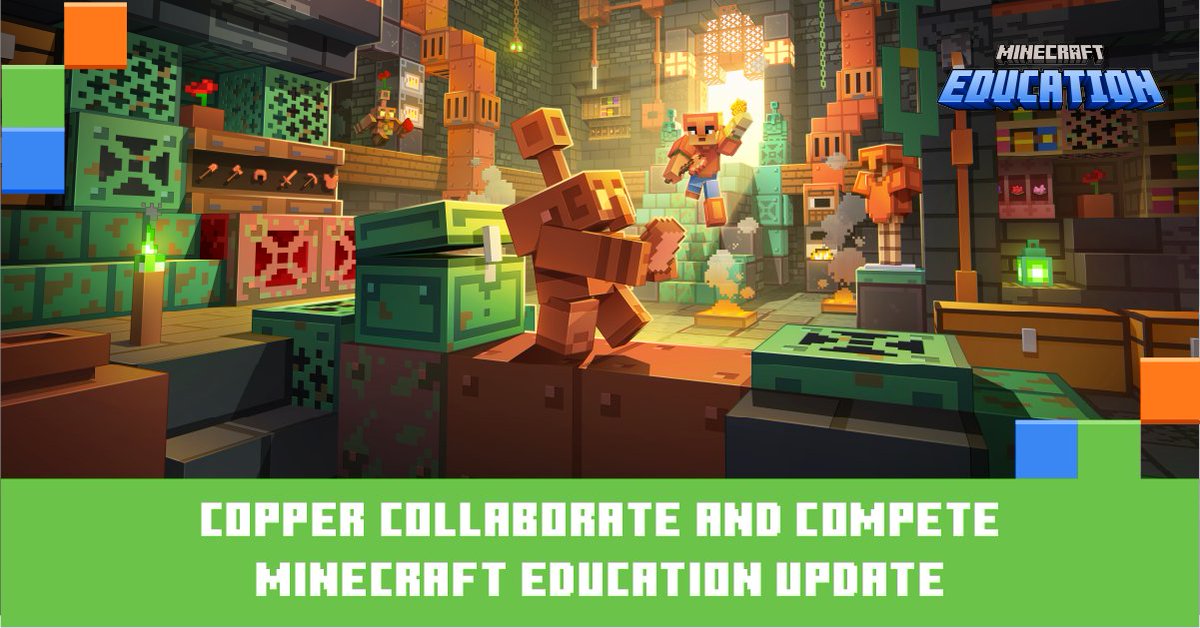 PlayCraftLearn's tweet image. 🚀 Minecraft Education’s newest update is LIVE!
Copper golems, nautiluses, spears: all now in #MinecraftEDU.

But the big news…
🎉 Dedicated Servers are here! 🎉

🌐 Persistent multiplayer worlds
🪨 More stability 
🚫 No hosting hardware needed

🔗 Learn more: