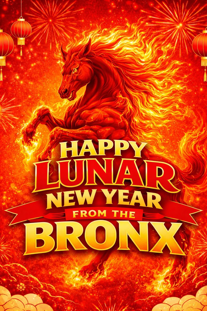 fromTheBronx's tweet photo. The fire is real. 🔥🐎

​Sending a huge Happy Lunar New Year to everyone celebrating today!

​May your year be as bold and vibrant as the borough we call home. 🧧✨

​Let’s make this one for the books! 🗽🏮
.
.

.
#thebronx #bronx #fromthebronx #fromthebronxtotheworld https://t.co/x40BYlZqkz