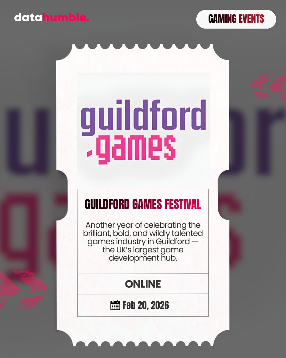 datahumblecom's tweet photo. 4๏ธโฃ Guildford Games Festival
Guildford Games Festival celebrates the UKโs largest game dev hub. Big talent. Big studios. Serious ecosystem energy.
@GUGamesFest
#Datahumble #GuildfordGames #GameIndustry #IndieGame https://t.co/lJNei9zYkZ