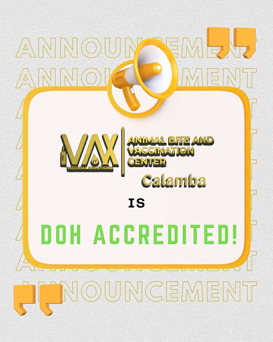 ivaxcalamba's tweet photo. 📍 iVax Medical Solution | Animal Bite and Vaccination Center – Calamba Branch  
Address: 378 National Highway, Brgy. Bucal, Calamba, Laguna  
🕖 Open DAILY: Monday to Sunday — 7:00 AM to 11:00 PM  

📞 Globe: 0906-250-9170  
📞 Smart: 0928-282-8449  
☎️ PLDT: (049) 550-4063 https://t.co/SOq1HqWS5H