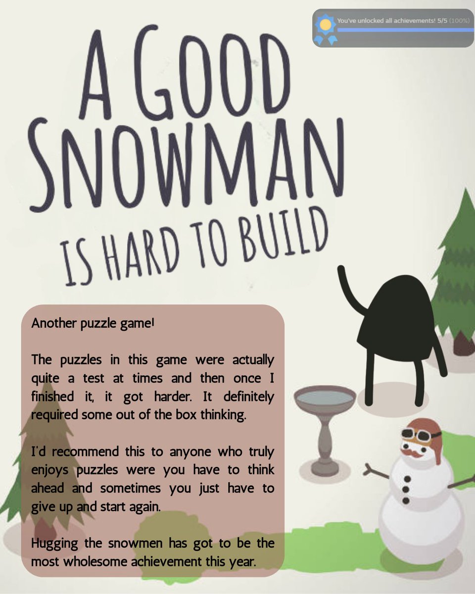 I got to hug snowmen! ☃️But that was the easy part...

#cosygame #puzzlegame #snowmen #achievementhunter