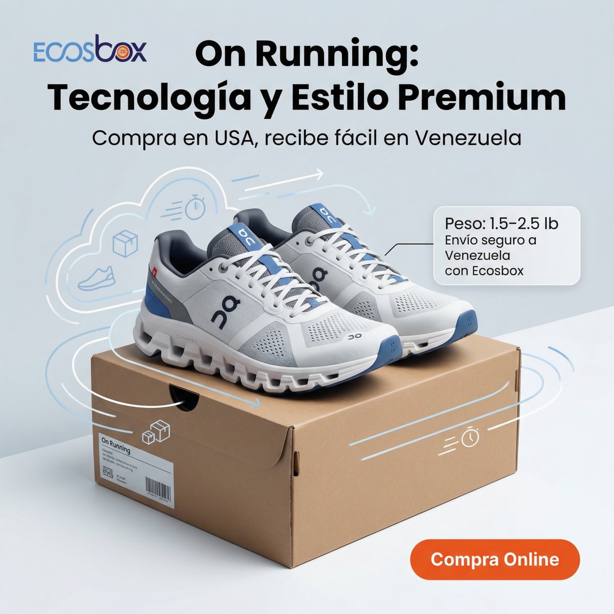 ecosboxlogistic's tweet photo. Descubre los zapatos premium de On Running con tecnología CloudTec para una comodidad y estilo inigualables! 🏃‍♂️✨

Pesando solo entre 1.5 y 2.5 lbs, se encuentran dentro de nuestro límite de envío de $35 a Venezuela.

¡Compra de manera segura en línea y recibe tu pedid... https://t.co/IawRAy2cmZ