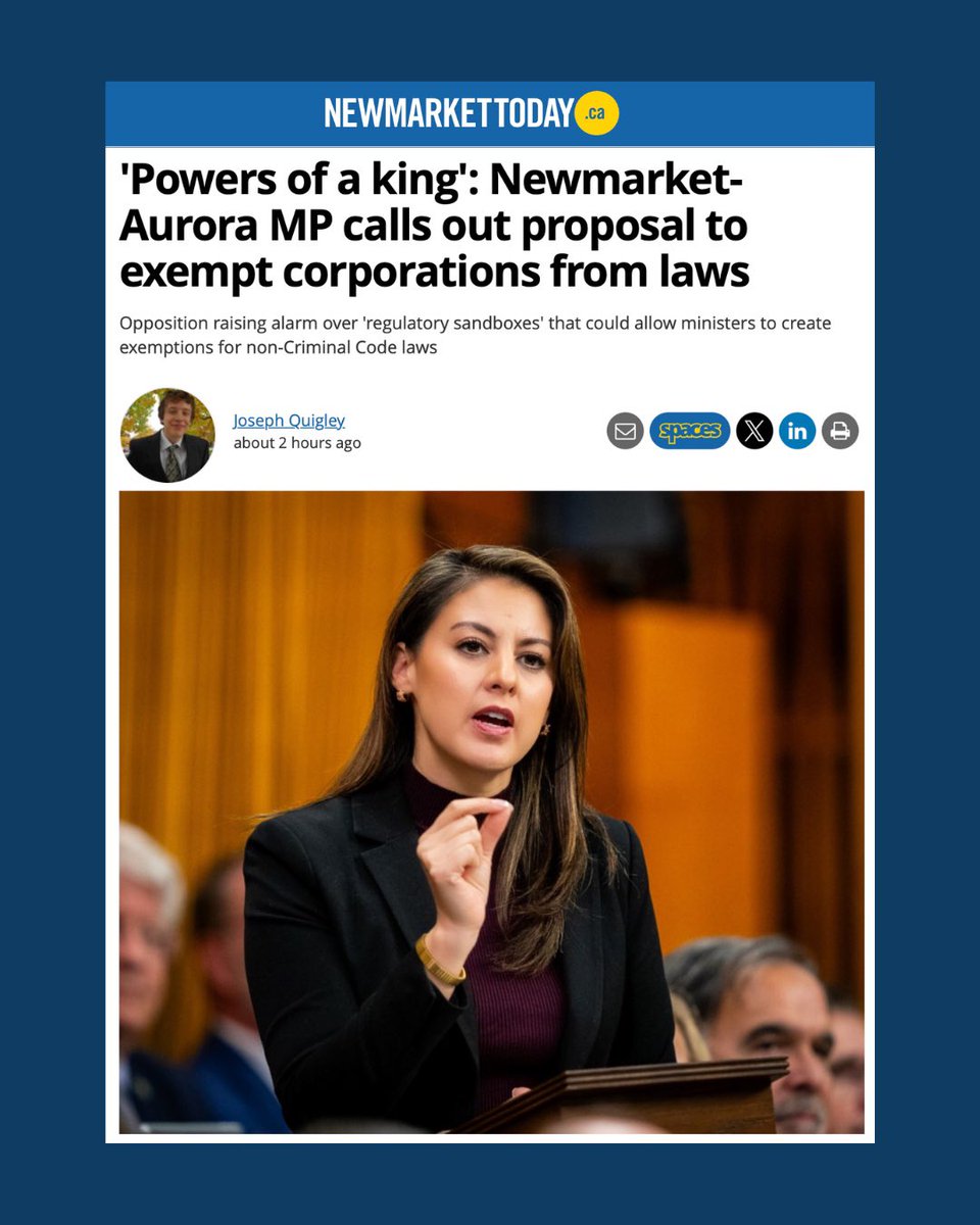 SandraCobena_'s tweet photo. Canadians deserve strong guardrails, transparency, and accountability. 

That’s why I’m pushing back against the federal government’s proposal in Bill C-15 that would allow broad regulatory exemptions with insufficient oversight. 

Innovation must never come at the expense of the rule of law or democratic accountability.

I am calling for clear safeguards, including:

• Mandatory 30-day public consultation before any regulatory sandbox is implemented
• Full protection for core accountability laws, including the Conflict of Interest Act
• No single cabinet minister acting alone to grant exemptions
• Transparent and open access to sandbox participation — not secret programs for select entities
• Sandboxes strictly limited to regulations, not primary legislation
• Mandatory ministerial testimony before committee to explain the purpose and scope of exemptions
• Public reporting to Parliament on all exemptions granted to ensure proper oversight

Canadians expect us to rise above partisanship and put Canada first, and that’s exactly what I will continue to do.

#cdnpoli