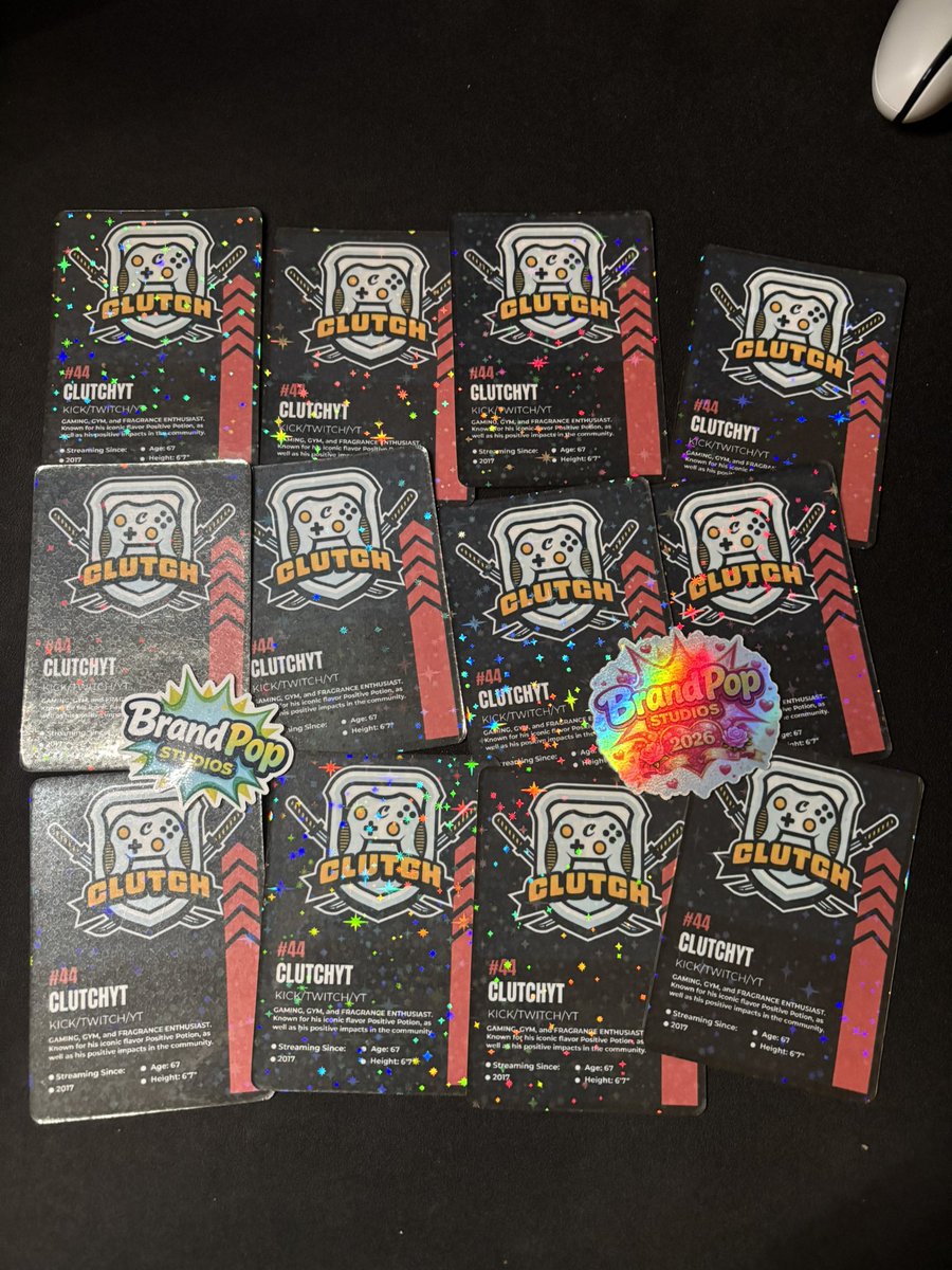 Got my <a href="/BrandPopStudios/">BrandPopStudios</a> custom ClutchYT cards in!! This came out amazing and I love the looks and feel of them. I’ll be giving away some when I come back to streaming as well bringing some to <a href="/FreshCroweFest/">Fresh Fest ✘ Crowe Fest</a> !!

Use code ClutchYT to save 10% off your custom cards or stickers