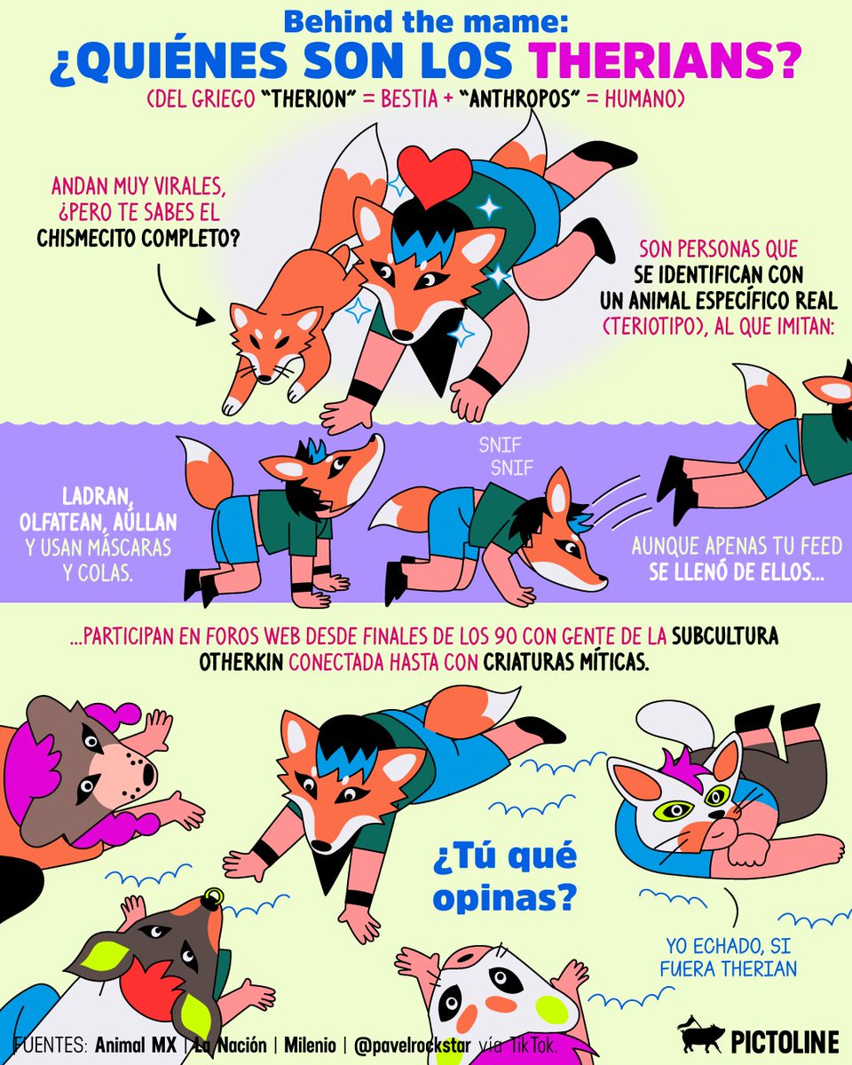 pictoline's tweet image. 📲 Tus redes se llenaron de Therians, pero ¿sabes quiénes son? 🐺🦊🐶

#therian #therians #animales #viral #identidad #actualidad