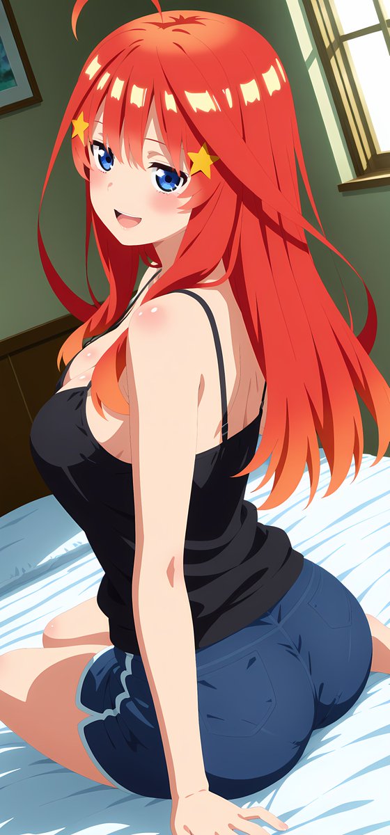 「おはようございます、中野五月ですっ☀️」
週の折り返し、水曜日の朝です。まだお布団から出たくないくらい眠たいけど…今日は「できることを少しずつ」で大丈夫っ。
まずは軽く伸びをして、ごはんとお水でエネルギーチャージしよ？🍀

五等分の花嫁 
SFW illustration / AIart  
#中野五月