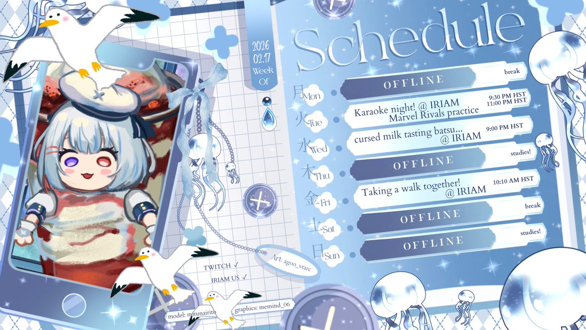 SometsukeMezzo's tweet photo. 🗓️ SCHED. FEB 16 - 22 2026 🎏 
𓇼 ⋆.˚ 𓆝⋆.˚ 𓇼  

Happy LNY, beloved seagulls!! 🧧
Sorry for the delay, here's the schedule for this week! Lots of lighthouse things I need to focus on this week ><)💦 wah

🌒🌓🌔🌕🌖🌗🌘

🔭 gen: #somemezzo
🎏 art: #mezzart
✍️ writing: #poetsuke https://t.co/srJ35WBli2
