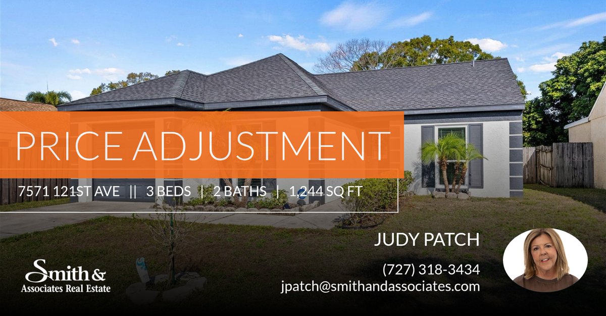 jpatchrealtor's tweet photo. 📍 Price Adjustment 📍 This recently reduced home at 7571 121st Ave in Largo won't last long, so, don't wait to set up a showing! Reach out here or at (727) 318-3434 for more information!

Judy M Patch
Broker Associate/Realtor https://t.co/97HbsgHomC https://t.co/7mrMYc6nGB