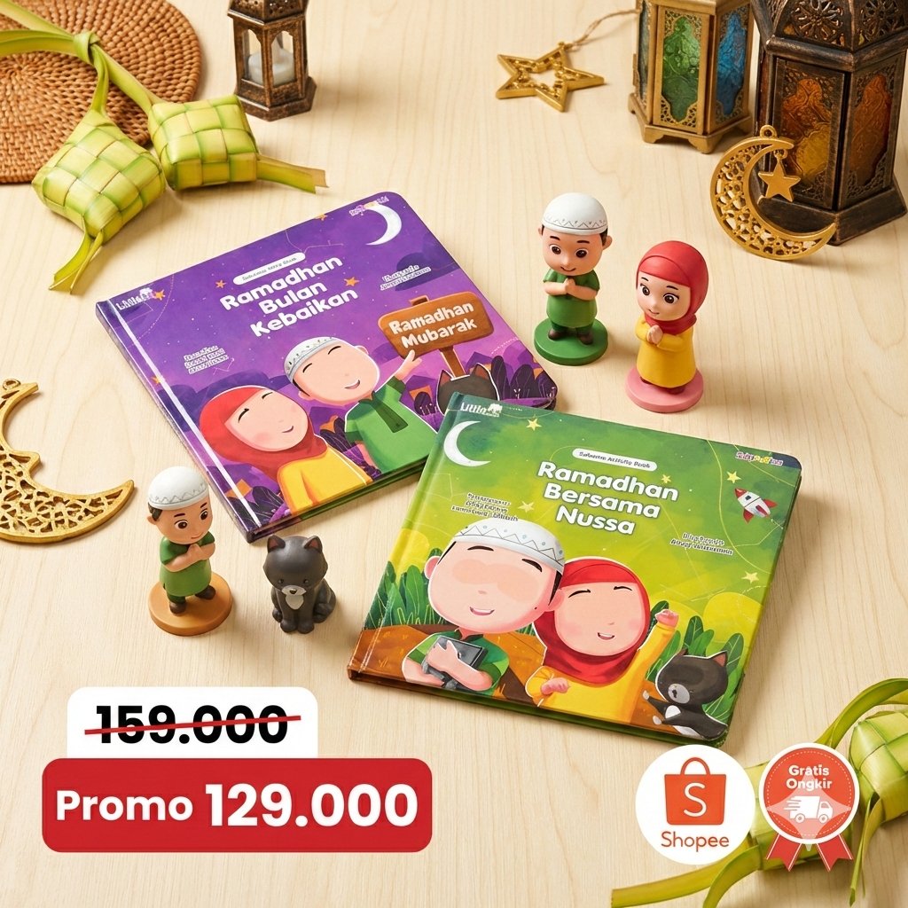 ibcjogja's tweet photo. “RAMADHAN BULAN KEBAIKAN &amp; RAMADHAN BERSAMA NUSSA”
-A Twin Book of Story Telling &amp; Ramadhan Activity-
Tipe Buku : Twin Book (1 Buku 2 Judul. Bolak Balik)
Usia : Untuk usia 4 - 10 Tahun
Jenis : Hardcover Faceless Laminasi
Ukuran : 21,5 x 21,5 cm 
https://t.co/TGx5lAG6ec https://t.co/OQQyS5Nacb