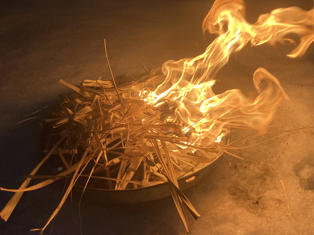 An atmospheric moment as we assembled outside following the pancake supper with the palm crosses from last year. After a brief &amp; beautiful liturgy, the palms were set alight &amp; reduced to ashes for use at tomorrow’s Ash Wednesday services (12pm &amp; 7pm). #simple #sacred #tradition