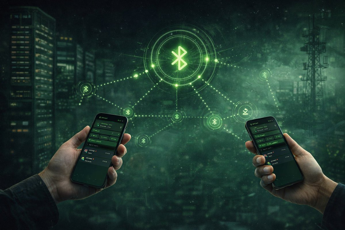 OFFCHAT_app's tweet photo. Most communication depends on infrastructure.

Servers.
Data centers.
Cell towers.

OFFCHAT doesn’t.

Bluetooth mesh lets devices connect directly.
No central point.
No single switch.

When infrastructure fails,
communication shouldn’t.

https://t.co/5jKBJ0Chyh https://t.co/X1Q4XV5ovu