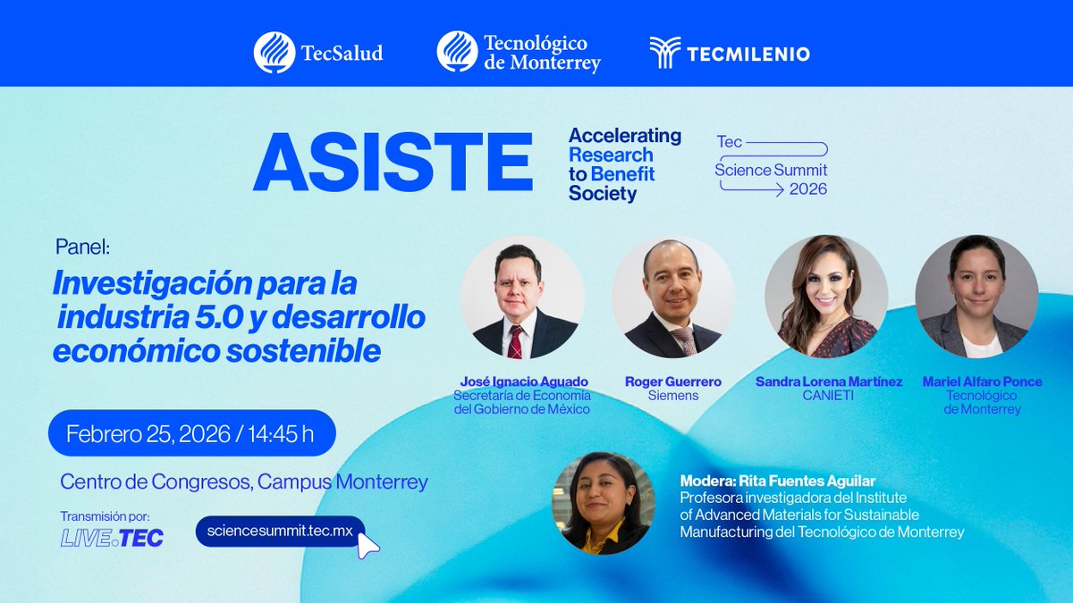 tec_summit's tweet photo. ⚙️ Conoce cómo la investigación impulsa la Industria 5.0 y fortalece el desarrollo económico sostenible. Acompáñanos en este panel y sé parte de la conversación.🌱
🔗 Regístrate en https://t.co/9zPD7LVY0H
*Evento híbrido y gratuito.
#TecScienceSummit https://t.co/wrPiHJMV3W