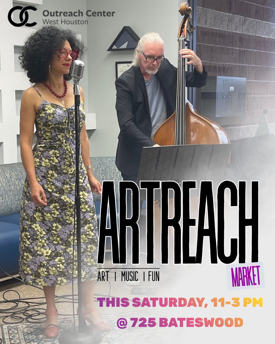 OutreachCentWH's tweet photo. In addition to fine art and artisans at ArtReach Market, various live music acts will be on site for your listening enjoyment! See you Saturday, 11-3, at 725 Bateswood Dr., Houston, TX 77079! #OCWH #artreachmarket #art #fun #htx #music #foodtrucks https://t.co/6nXsQN37Cm