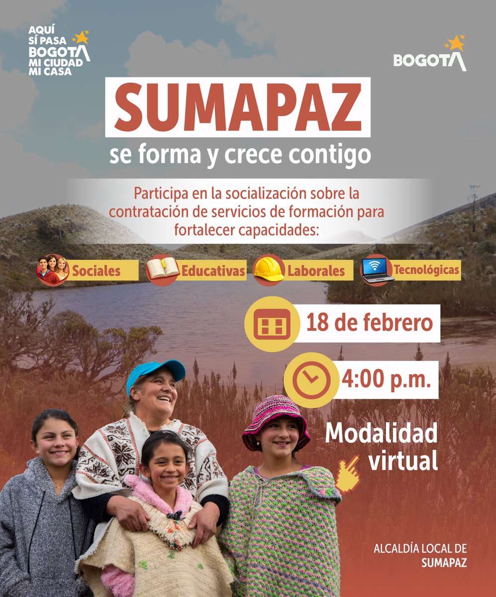 Te esperamos en la socialización Pública FDRS-LP-429-2025.

Esta licitación busca contratar servicios de formación para fortalecer capacidades sociales, educativas, laborales entre otras
🗓 18 de febrero
🕓 4:00 p.m.

🔗 Enlace de conexión: meet.google.com/aou-gkdi-fzi
#AquíSiPasa