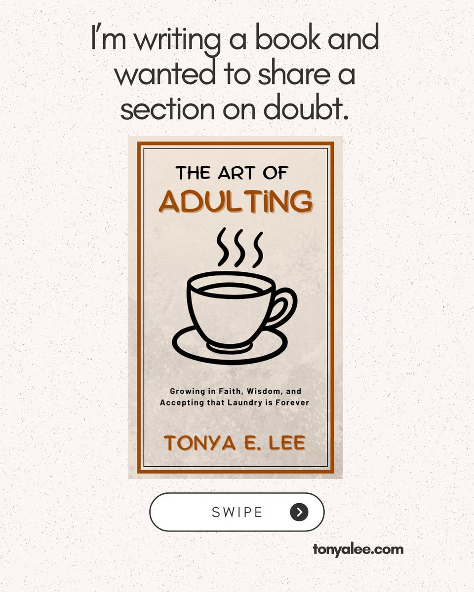 tonyaelee's tweet photo. I was writing a chapter on doubt this week for my new book "The Art of Adulting," and I had to share part of it. I love writing and I love the people of the Bible. I can relate in so many ways.
#StoriesoftheBible #theartofadulting #Doubt https://t.co/2EY8FaFpUB
