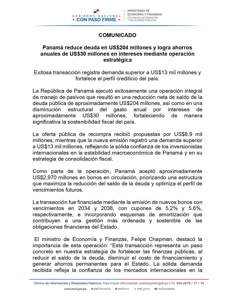 Ministerio de Economía y Finanzas de Panamá tweet media