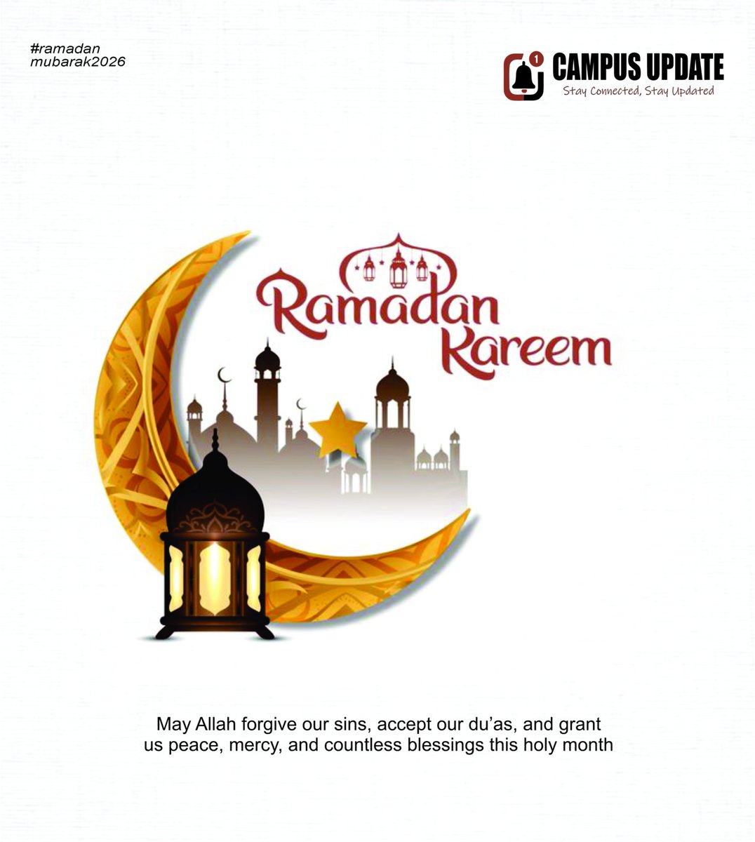 As the new moon rises, we wish our entire campus community a month filled with reflection, spiritual growth, and peace. May this Ramadan bring us closer together and fill our hearts with gratitude. 🌙✨
#RamadanKareem #CampusLife #Ramadan2026