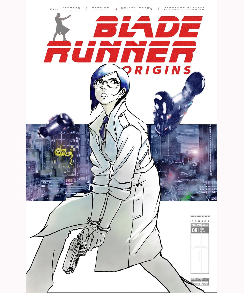 RYUKOyoshimizu's tweet image. 以前やった仕事。
表紙絵だけです。中身のコミックは別の人。

一枚目はボツ、２枚目が採用。
#bladerunner