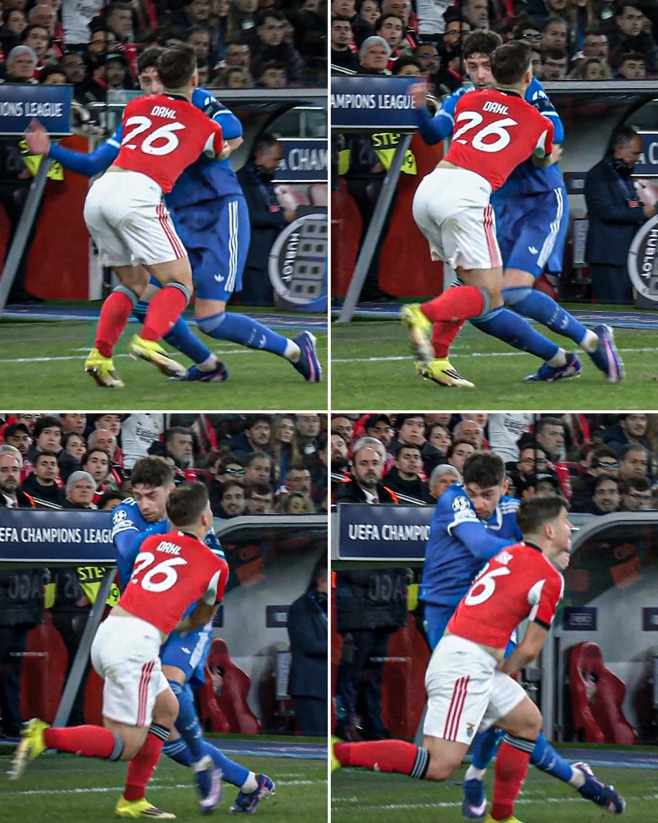 Fede Valverde appeared to swing his arm to get free of Benfica's Samuel Dahl.