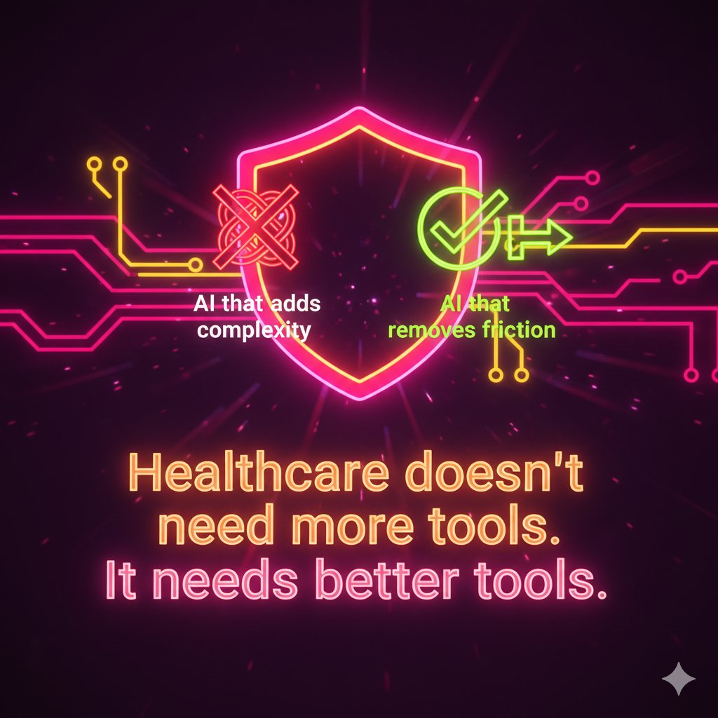 Unpopular opinion on healthcare AI:  The bottleneck isn't the technology.  
It's not even FDA or HIPAA.  It's change management.  
Healthcare workers are drowning. They don't want "one more system."  
They want tools that make existing workflows 10x easier.  Subtract before you