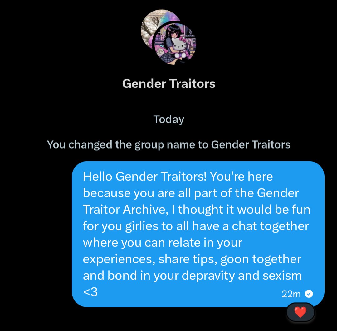 urbaitformen's tweet photo. @yourminxx https://t.co/QtKTxpWIa1 You're very welcome! You inspired my entire project of cataloguing misogynists with that talking video.

If you want I can add you to the group chat with all the other gender traitors so you girls can chat and share tips on being bait for men <3