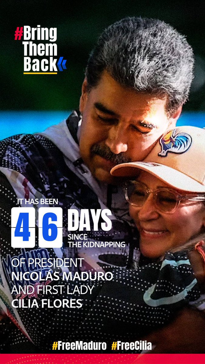Esperamos al presidente Nicolás Maduro y a la primera dama Cilia Flores 
#BringThemBack