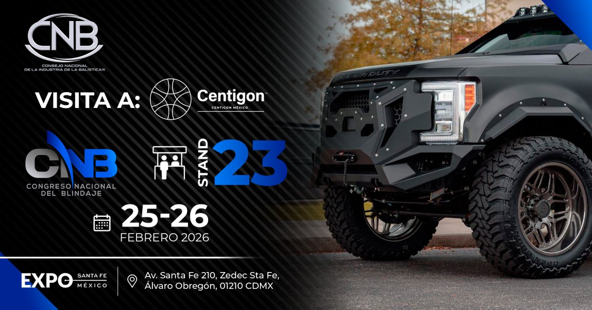 Nuestra empresa asociada <a href="/centigon_mty/">Centigon Zona Norte</a>  te invita a conocer sus soluciones de protección vehicular para cualquier nivel de riesgo o amenaza, con los más altos estándares de calidad, innovación y certificación.

🛡️ Visítalos en el Congreso Nacional del Blindaje 
25 y 26 de febrero
