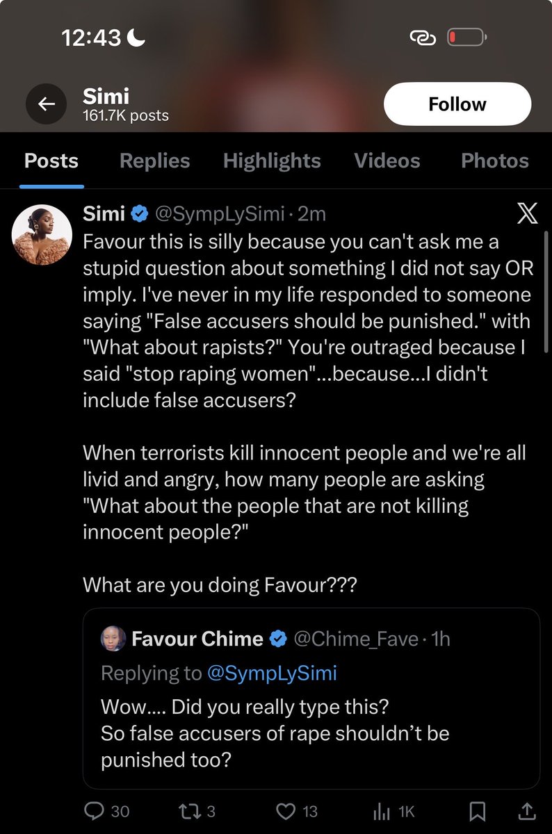 FoluboiNg's tweet photo. Simi just deleted her tweet because she doesn’t want false rape accusers to get punished https://t.co/gYEqQl7ke4