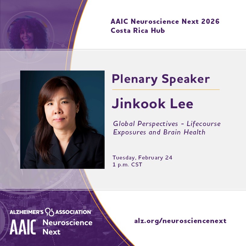 g2aging's tweet photo. Tune in next week!
Dr. Jinkook Lee will be speaking at AAIC Neuroscience Next, sharing the latest research in dementia science. 
🗓️Feb. 24, 2026 | 11 AM PST/ 1 PM CST / 2 PM EST
Register: https://t.co/HLYomb7zHY

@alzassociation #AAICNeuro https://t.co/R0SBwzJK0d