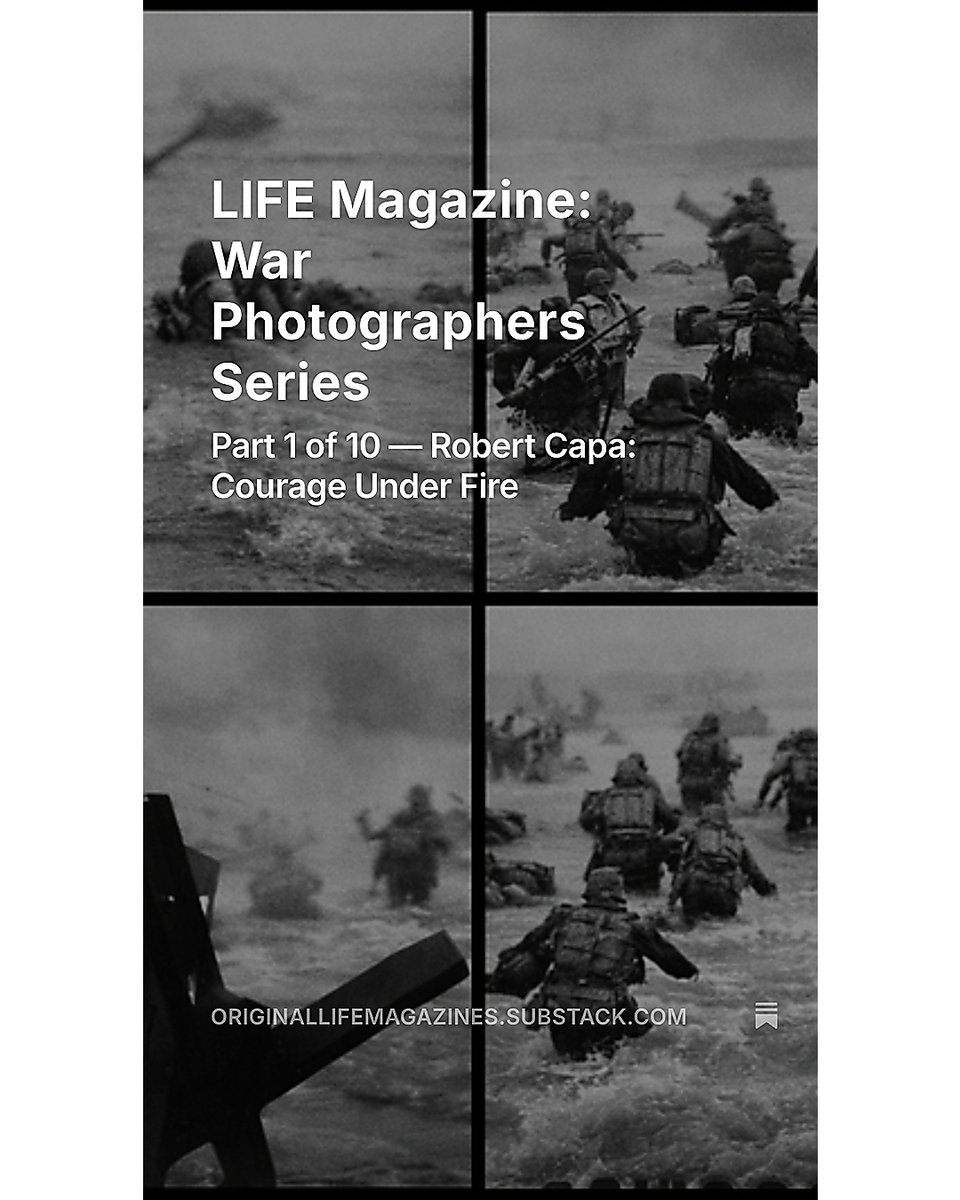 He walked into gunfire with a camera.
Robert Capa showed the world what courage really looks like.

Read: originallifemagazines.substack.com

#LIFEMagazine #WarPhotography #RobertCapa #Photojournalism #WWIIHistory #HistoryMatters #VisualTruth #ProfilesInCourage #Journalism