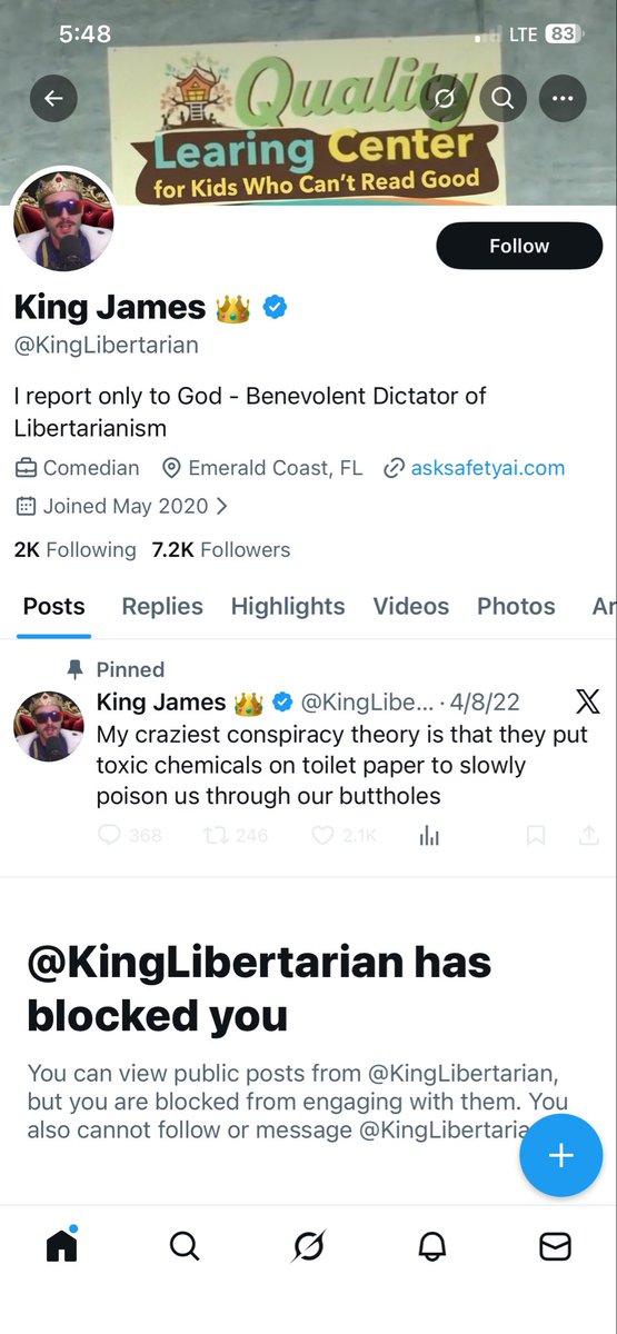 Don’t know who this is, but he has blocked me.

I probably hurt his fee fees with one of my posts.

Wouldn’t call him a comedian, but he’s definitely a joke.