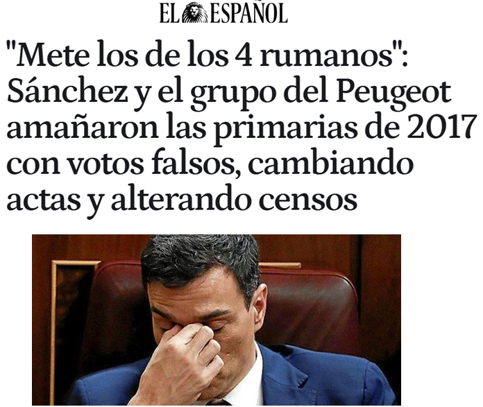 CCivicaCatalana's tweet photo. Se confirma que Sánchez manipuló las elecciones de su partido en 2017. 

¿Con qué credibilidad nos pueden decir que no es capaz de manipular otras elecciones? https://t.co/dLT9Se011q