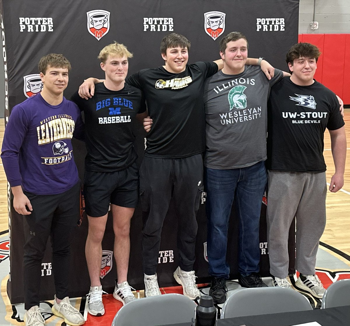 SueCSports's tweet photo. 2-17-26, Tuesday 

MHS Athletes' College Signings

For Football

Joe Hearn to UW-Stout

Aaden LaMar to Illinois Wesleyan

JJ Barnes to Quincy University

Isaac Beenders to Western Illinois University

For Baseball

Matt Sander to Millikin University

Congratulations! https://t.co/fI2fBBvQ6M