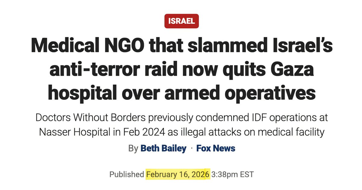 August 25, 2025: “How dare Israel strike this hospital. We are absolutely outraged!”

February 16, 2026: “Turns out there were terrorists operating all over the hospital, but we left that part out because it would have made it harder to incite people against Israel. Oops.”