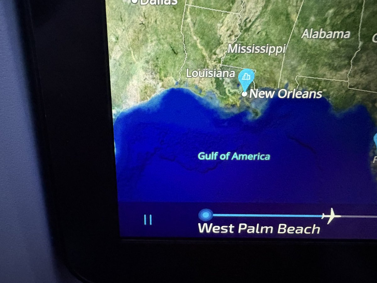 TheGosFather's tweet image. JetBlue should also know there is no Gulf of America…my flight from two weeks ago PBI-Islip