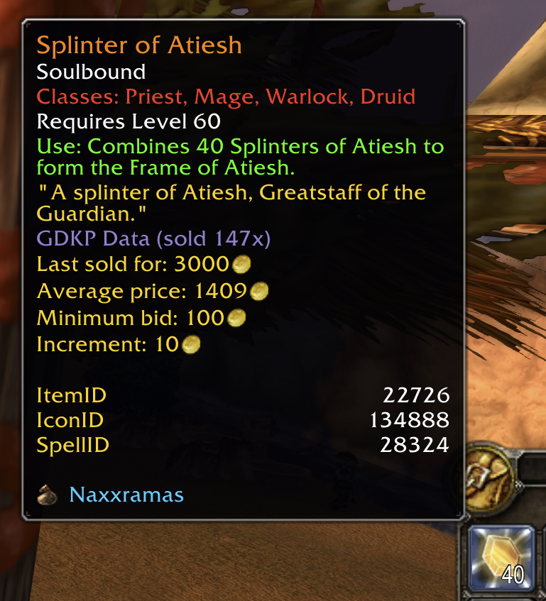 mikinho's tweet photo. "Can a Warrior make Atiesh?"

A question no one asked, and a journey no one should take. 40 splinters later, I have confirmed that Blizzard’s coding is, unfortunately, Warrior-proof. At least my bank looks legendary. ⚔️🧙‍♂️ #WorldofWarcraft @wowclassicdevs https://t.co/5lhrYhd0aX