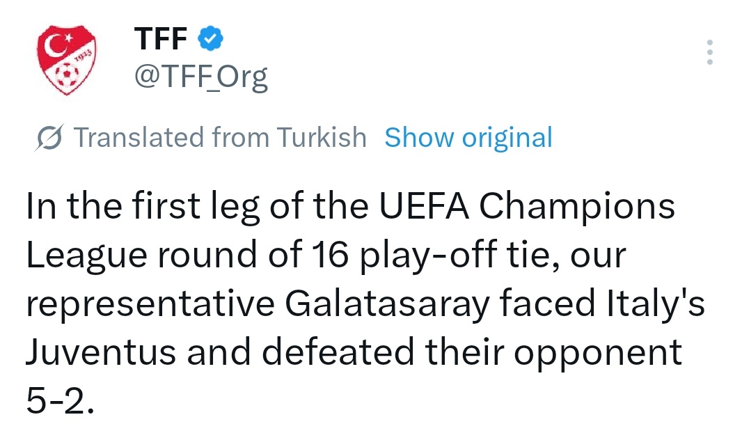 It feels like they’re almost disappointed that Galatasaray won.

This isn’t a congratulatory post, it reads more like a news agency report.

An interesting choice of communication