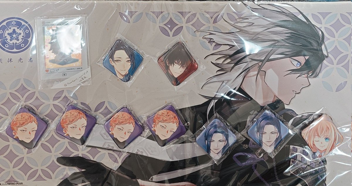 交換・譲渡】刀剣乱舞 大本丸博 スクエア缶バッジ 譲:三日月、肥前、岩