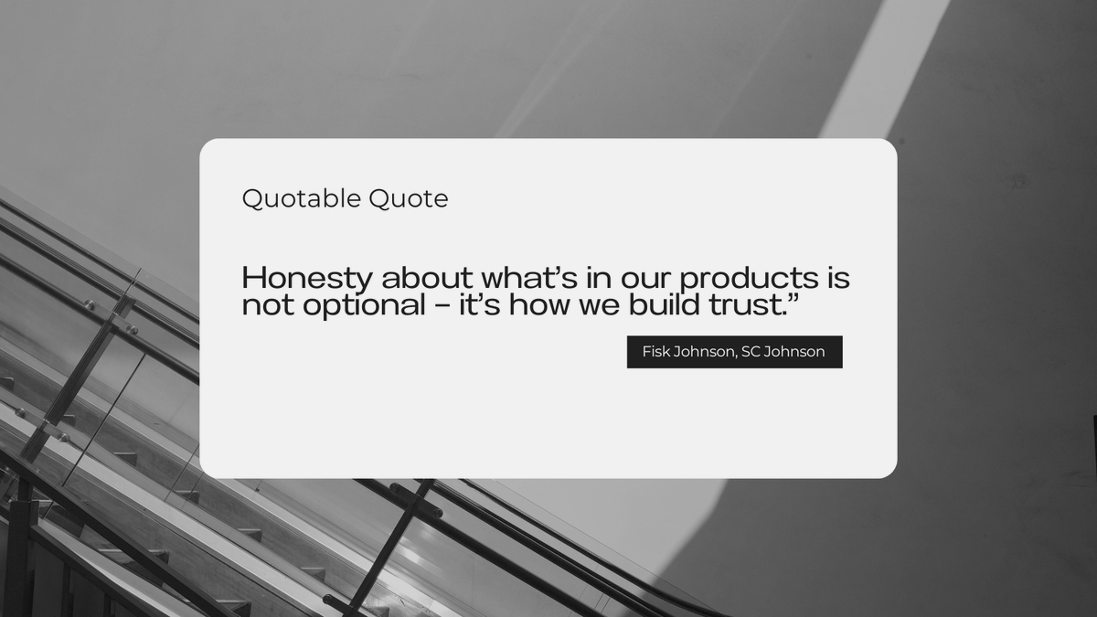 alinamoon03's tweet photo. This quote emphasizes the importance of transparency and trust, which are closely connected. SC Johnson's quote shows that strategic communication isn’t just about marketing but also about offering value to your audience. #snhusmm #StrategicSocialMedia #MarketingForChange https://t.co/GKFIeawwY9