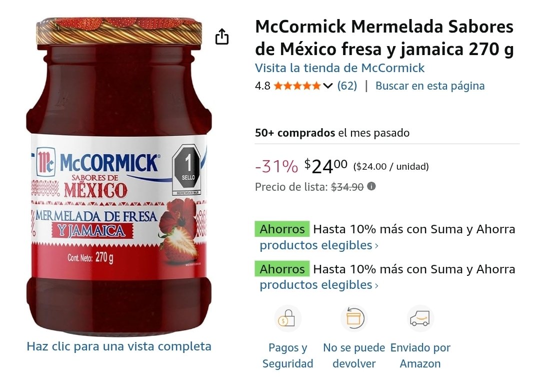 Amazon: Mermelada McCormick Sabores de México 270g - $24

Fresa y jamaica:
amzn.to/48rUf7H

Fresa y mango:
amzn.to/4a8dDHZ

Vendidas y enviadas por Amazon México.