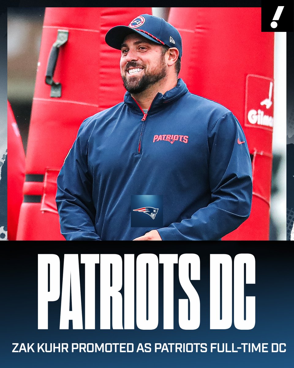 The Patriots are promoting linebackers coach and interim defensive coordinator Zak Kuhr to their full-time DC, per <a href="/AdamSchefter/">Adam Schefter</a>.