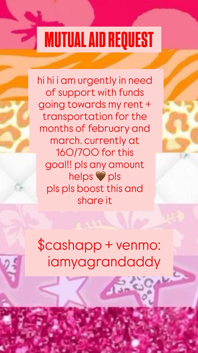 $5 was received bringing us to $165/700! can anyone match this? i can’t stress this enough how urgent this is pls boost and consider donating 🤎 thank you 
ca + venmo: iamyagrandaddy