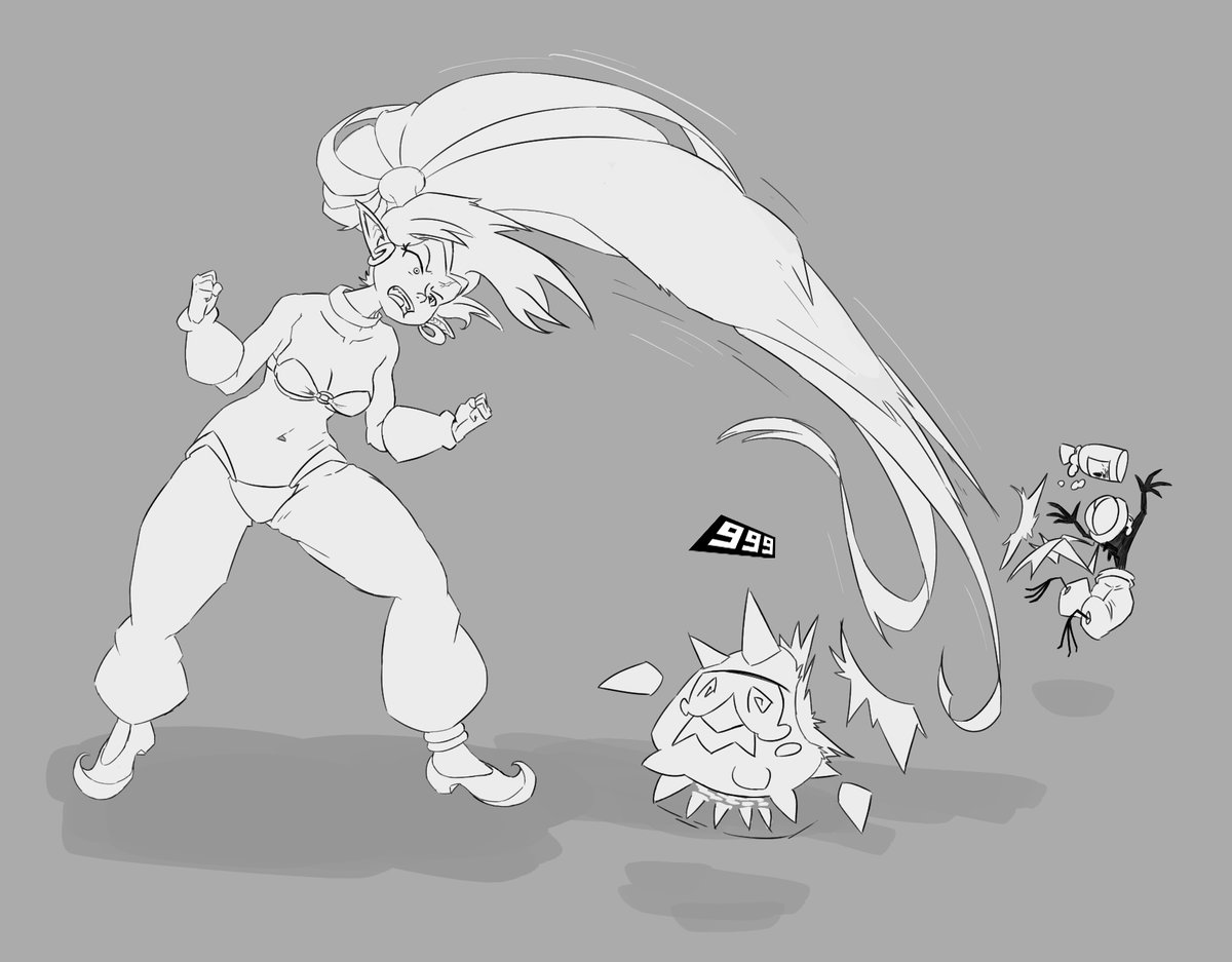 shantalexart's tweet image. shantae going into some sort of berserk mode cuz her favorite scented shampoo got stolen!!!
You may mess with her magic, but never EVER touch her hair...