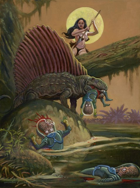 monsterasiazero's tweet photo. #DinosaursAttack vs #MarsAttacks
Art By William Stout https://t.co/jhbM1MbSD9