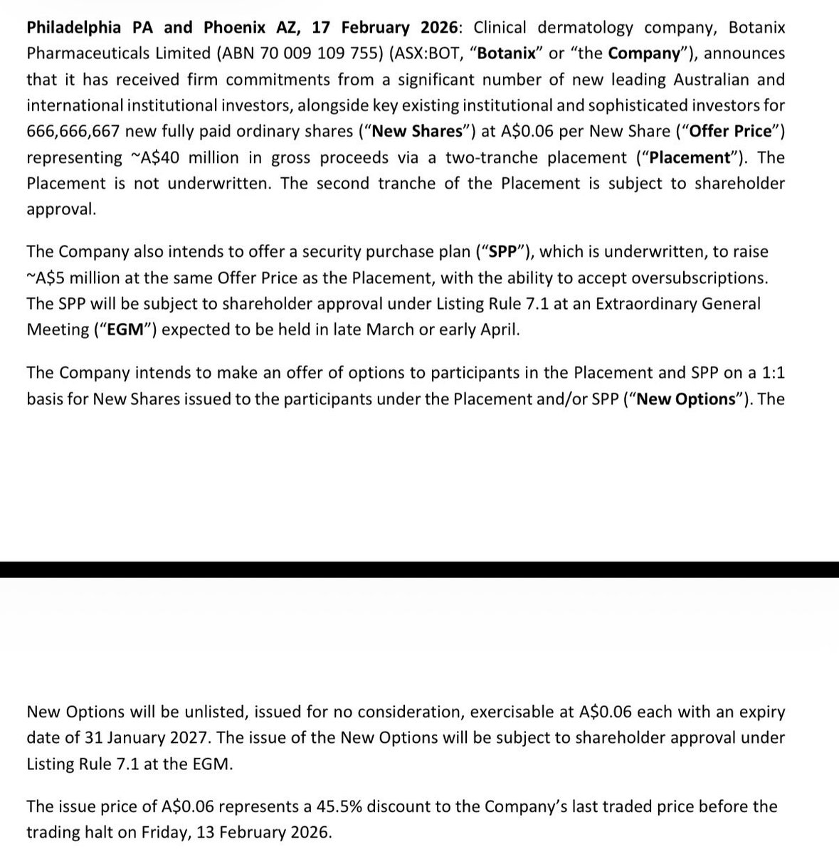 Yuck… 

40% discount &amp; 1:1 option 

Not held $BOT