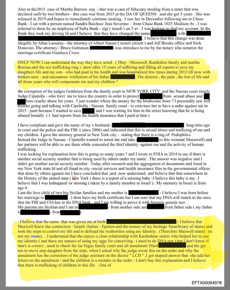 NotAvgLiberal's tweet photo. This original post is from @Stephjd420 .
Her account is being heavily throttled by X.  

See below.👇🏽 

The Kardashians stole this women’s identity, took over her cosmetic company and apparently had the victims eggs harvesting for IVF. She also states that the Kardashians are apart of Maxwells sex trafficking ring.

Below are documents supporting the claim.

Please repost and tag @Stephjd420 the original source!