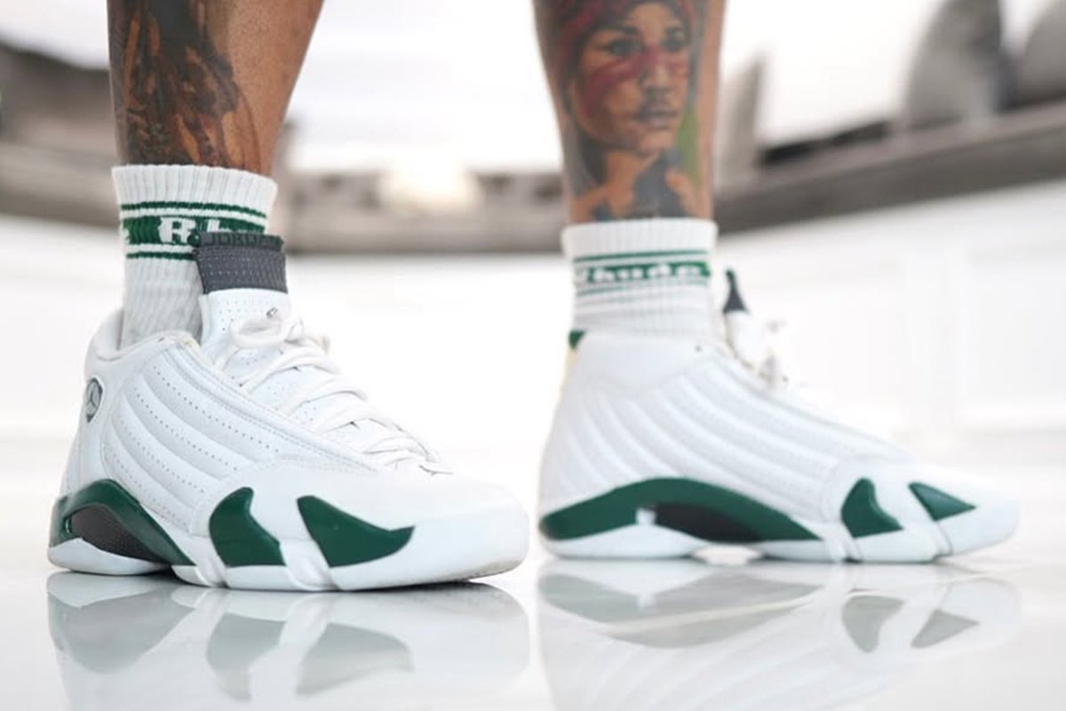 white and green retro 14