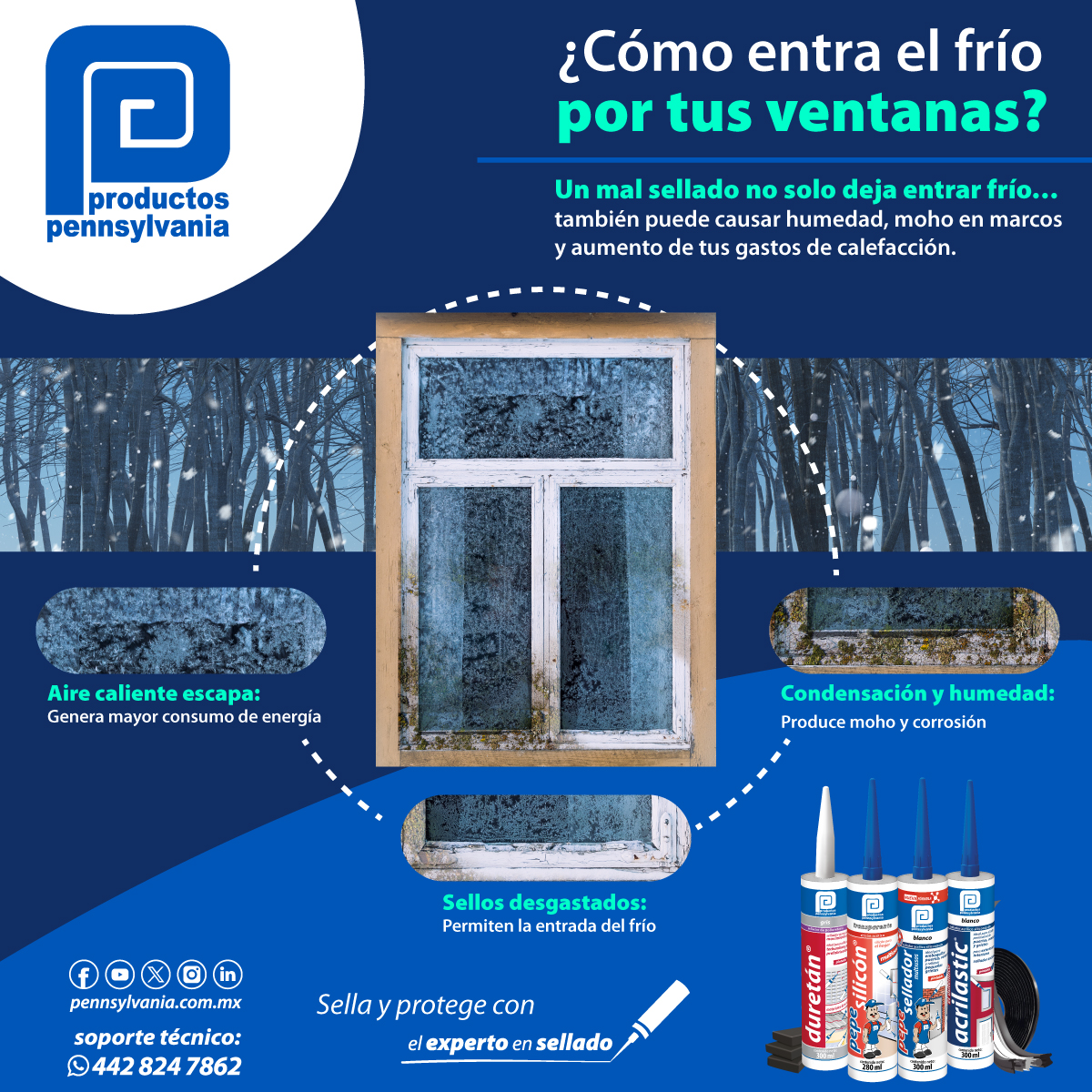 #SabiasQue  🧰❄️ El ciclo del frío empieza en un detalle.

Si el sello falla, el aire entra y la humedad aparece.

👀 ¿Ya revisaste tus sellos este invierno?
Sella y protege con el experto en sellado. 🛡️🤝

🌐 pennsylvania.com.mx/productos/

#Invierno #hogar #FelizMartes #ventanas
