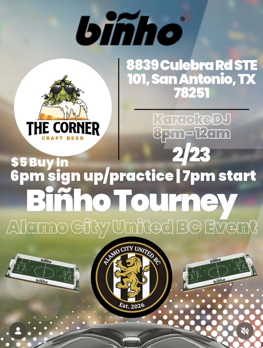 I hope you all have been practicing!! 

Biñho is coming to The Corner! Be there to help protect home turf. 

I have the registration covered for the first three SA Blues folks that show up 👀💙

SEE YOU THERE @everyone