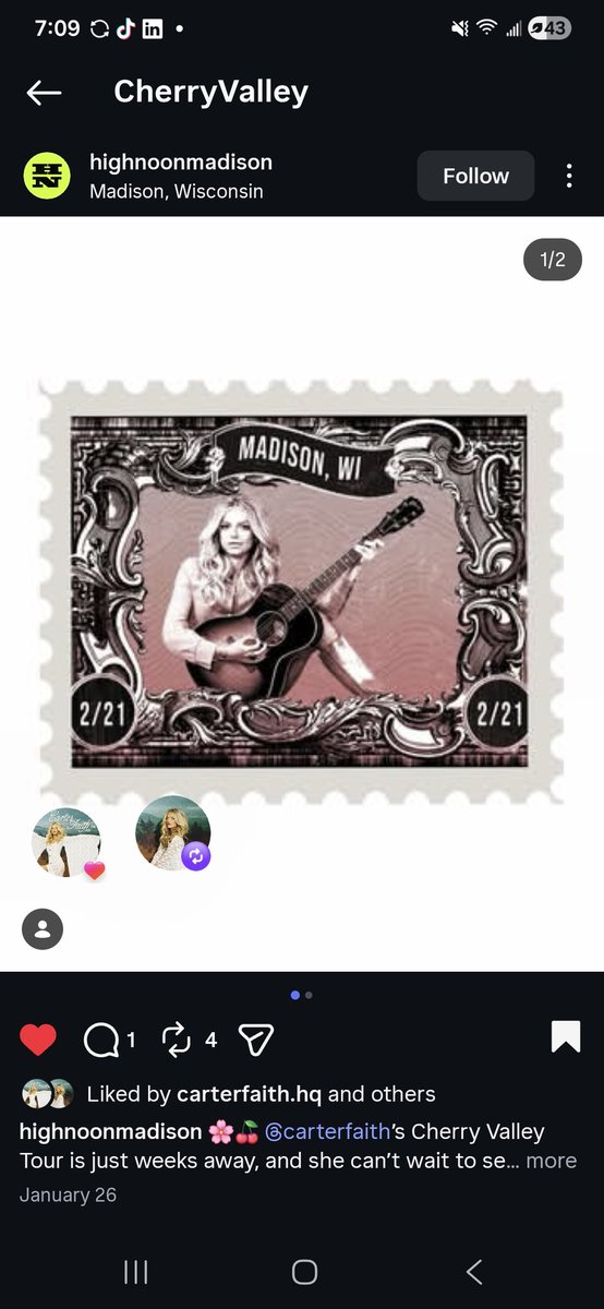 Is anyone going to the 2/21 <a href="/carterxfaith/">Carter Faith</a> show? It's my 35th birthday and i'd die if someone could get this signed for me🥹😭🙏   #carterfaith #cherryvalleytour #highnoonmadison